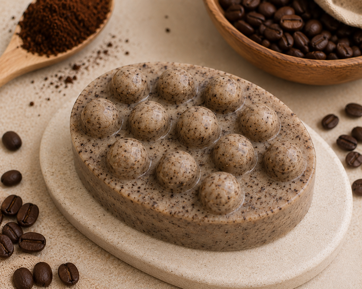 Jabon exfoliante de Cafe